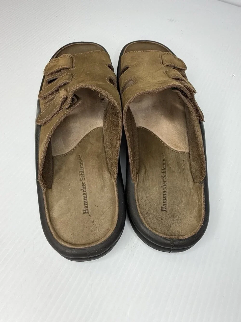 Hammacher Schlemmer Walk On Air Leather Strap Sandal Mens 44 EU Sz US 10 - 10.5